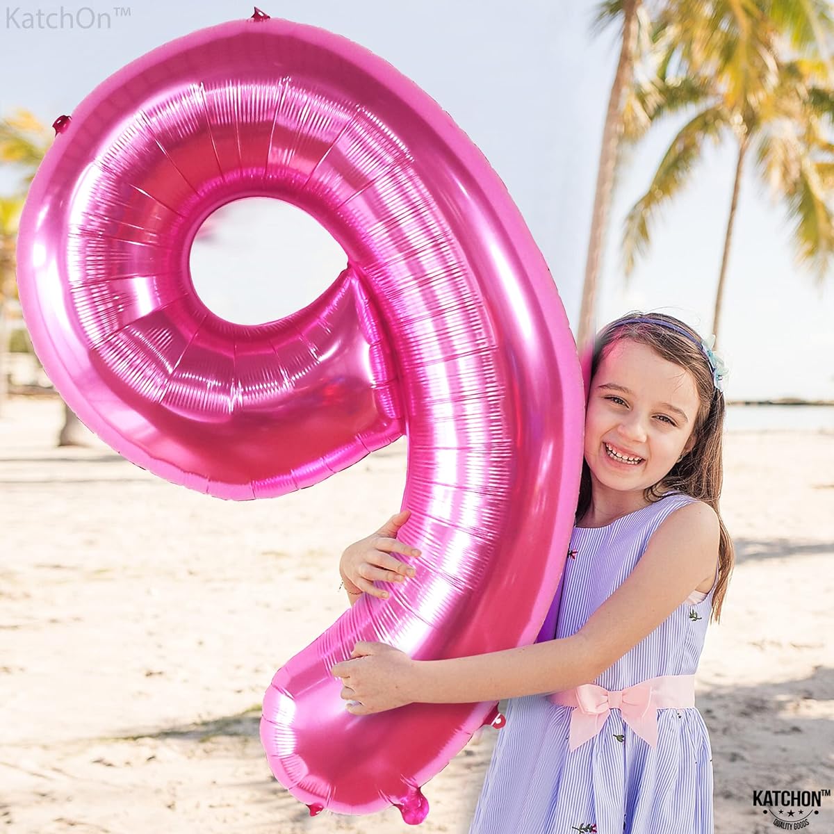 Pink number 9 foil balloon