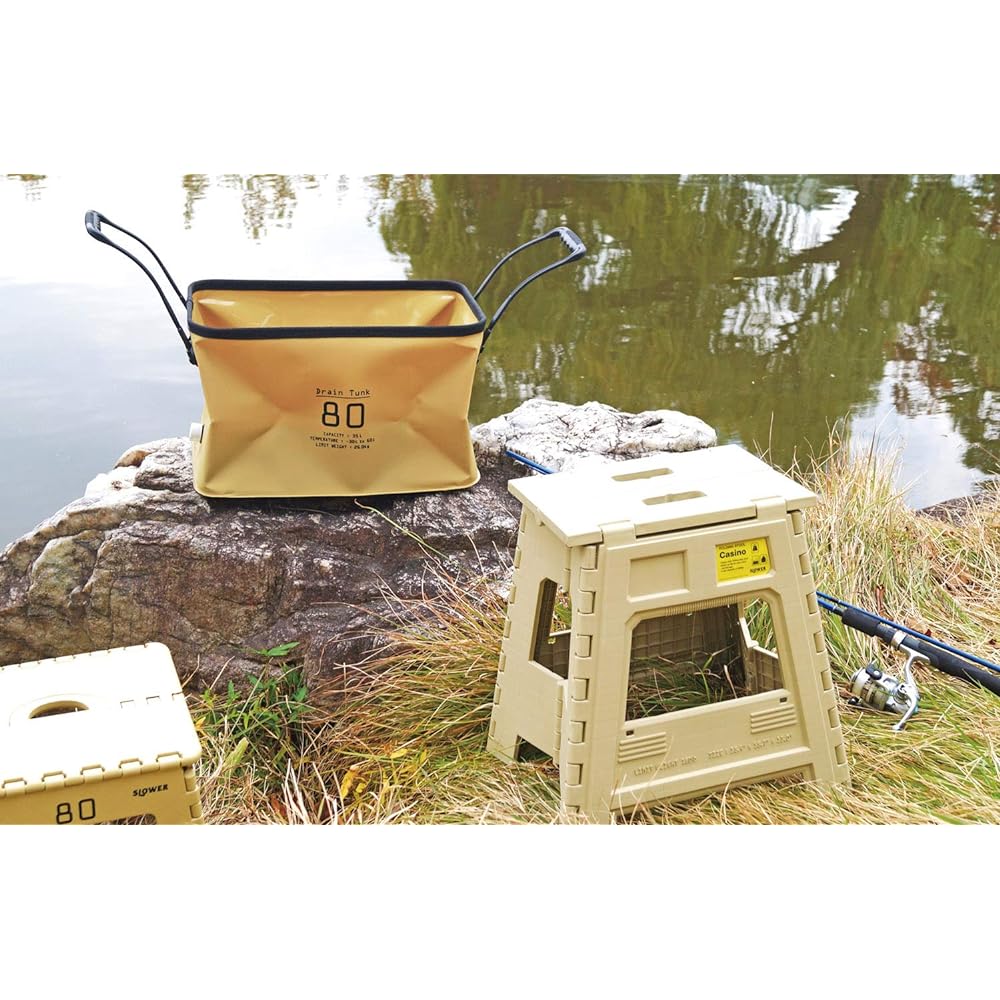 SLOWER Outdoor Storage Case Folding Waterproof Bucket Bag SAND Beige 35 Liter HANG STOCK SLW187