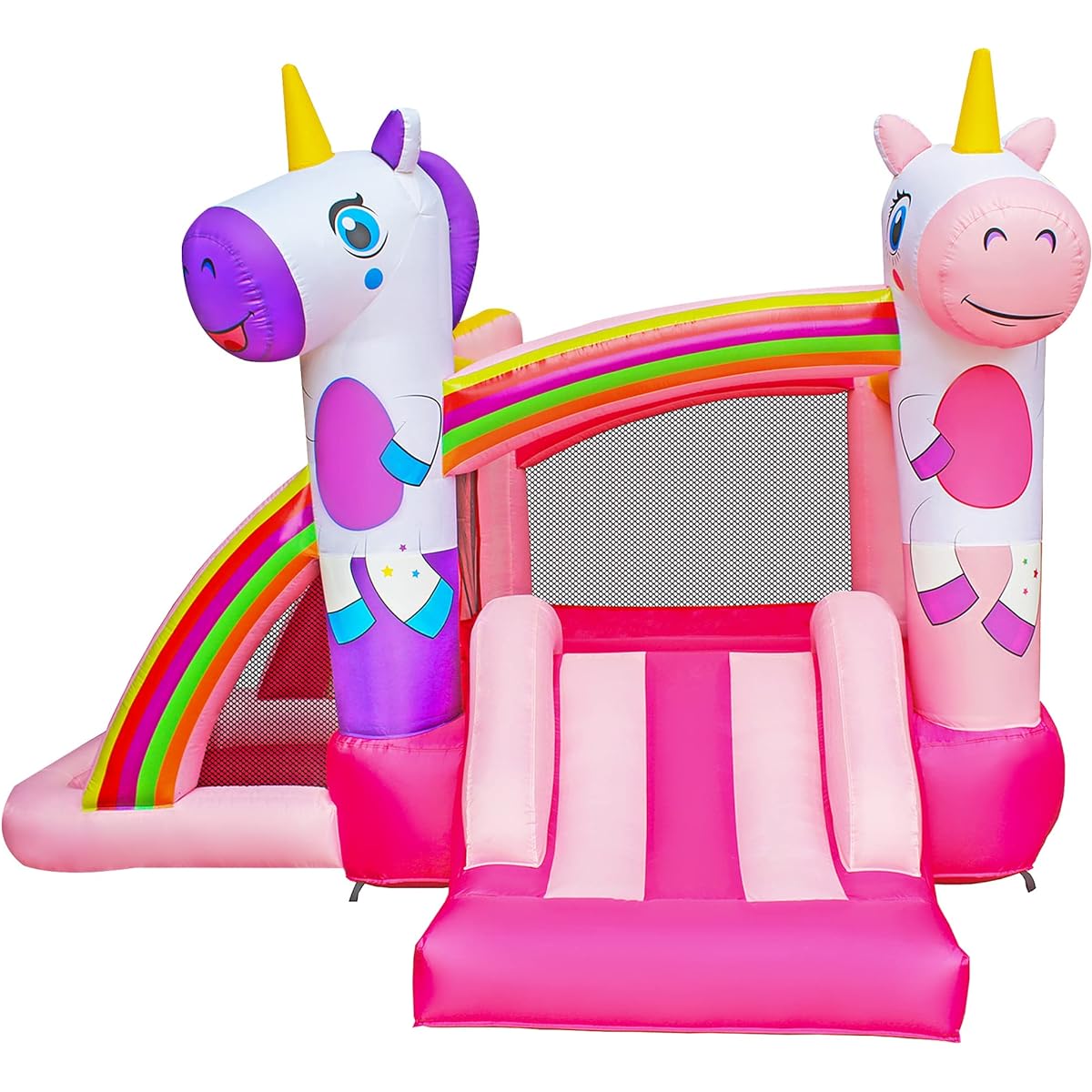 RETRO Jumping Unicorn Inflatable Bouncer Princess Bounce House with Slide Kids Jumper Bounce House with Blower Birthday Party Gift