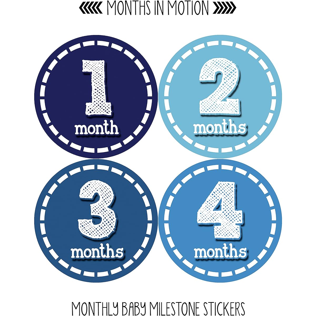 Months in Motion 081 Monthly Baby Stickers Baby Boy Month 1-12 Milestone Age by Months In Motion