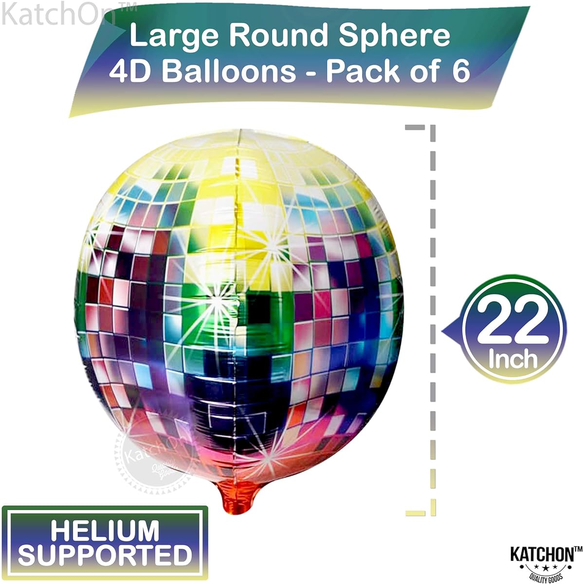 KatchOn Jumbo Discoball Balloons - 22 Inch 6 Pack | 70s Party Decorations Disco Party Decorations 80s Theme Party Decorations | Disco Balloons New Year Decorations 80s Party Decorations