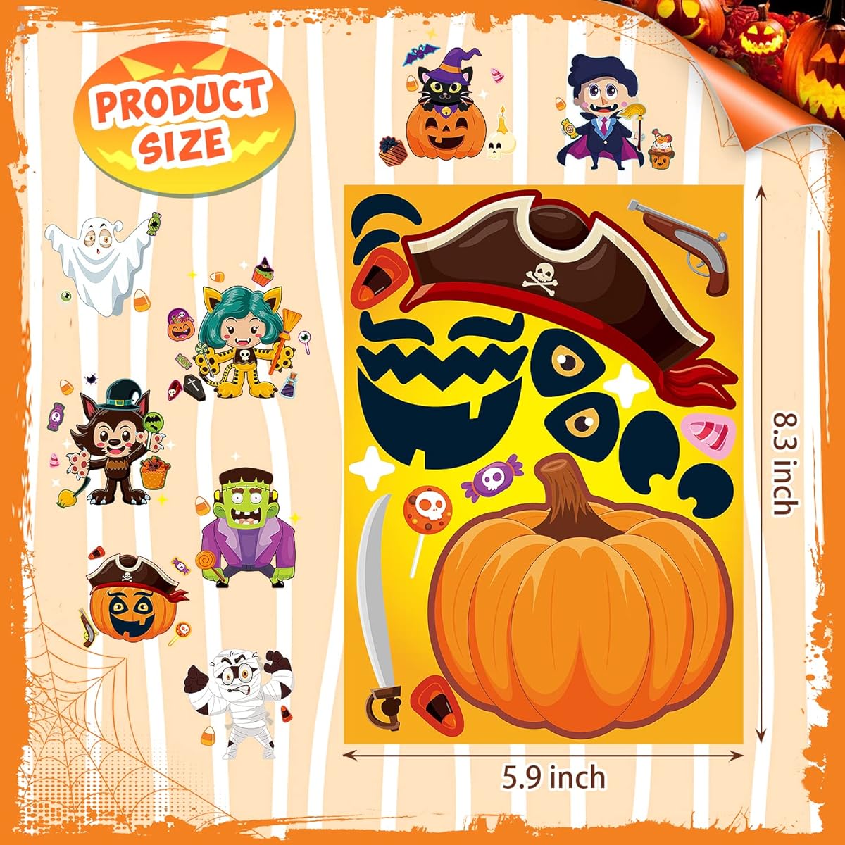 PAIVSUN 24pcs Halloween Stickers for Kids DIY Make Your Own Face Stickers for Halloween Party Favors Halloween Craft Decorations Kids Gifts