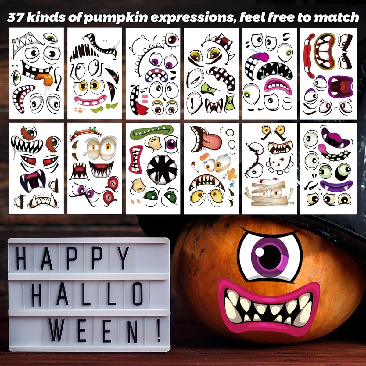 36 Halloween Pumpkin Stickers