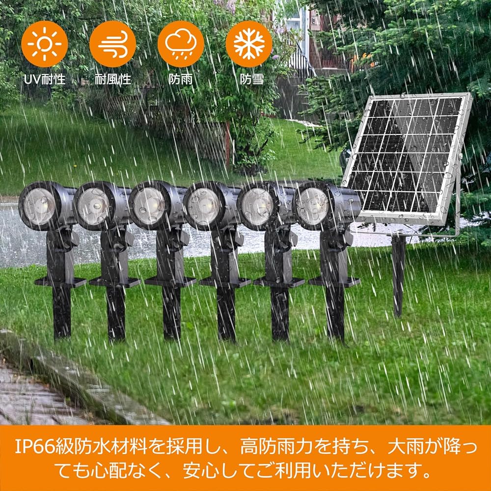 MEIKEE 6-Light Solar Garden Light with Remote Control, Stylish, Solar Charging, Separated Type, Garden Lighting/Dark Sensor, Automatic On/Off, 6,000 mAh, Large Capacity, 1,200 LM, IP66 Waterproof, 3