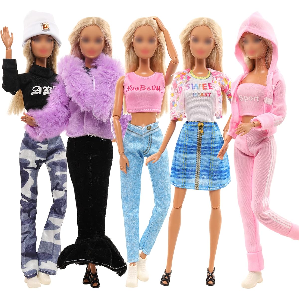 27 Pieces Fashion Doll Clothes and Accessories, 2 Pieces Party Dress, 1 Piece Plush Coat, 3 Pieces Sports Tops and Pants, 2 Pieces Glasses, 10 Pieces Shoes, 9 Pieces Bag, Perfume, Lipstick, Mini Bedroom Accessories for 11.5 Inch Girl Doll