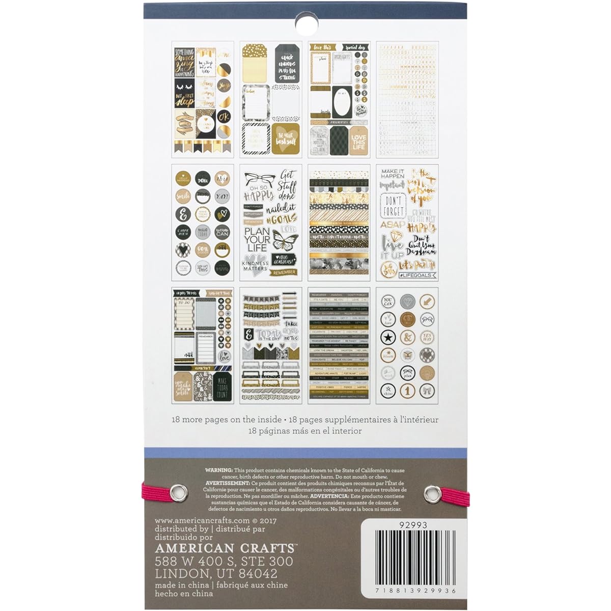 American Crafts Book Stickers and Bling - Elegant - Silver and Gold Foil - 30 Sheets 92993