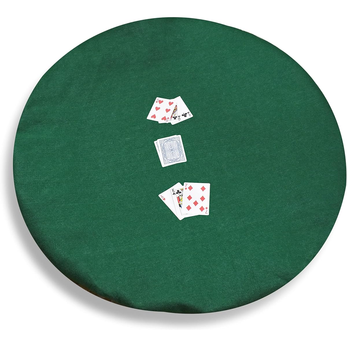 Katai Poker Table Cover 36-48 Inch Round Green Felt Casino Style Game Night Noise Reduction Anti-Slip with 6 Cork Drink Coasters