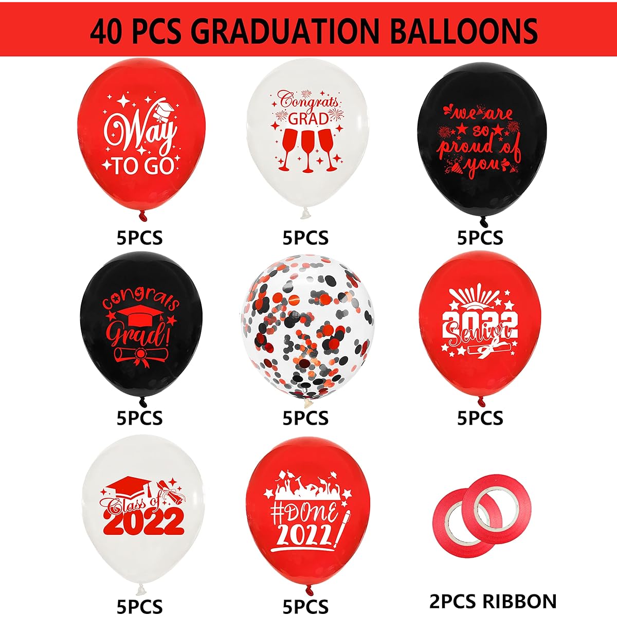 Graduation Balloons 36pcs 2021 Red and Black Graduation Decorations 2021 Red and Black Congratulations 2021 Class of 2021 Graduation Party Decorations