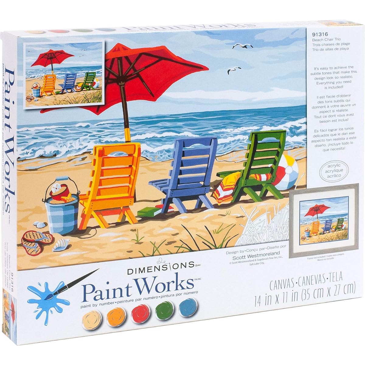 Paint By Number Kit 14"X11"-Beach Chair Trio (Parallel Import)