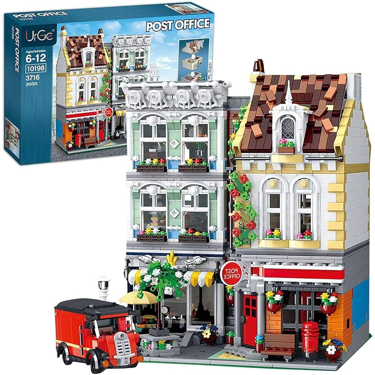 Modular House Building Set, 3716 Pieces 3-Tier Post Office Model, City Large Architecture Model Building Blocks Compatible with Lego SCRTWZX
