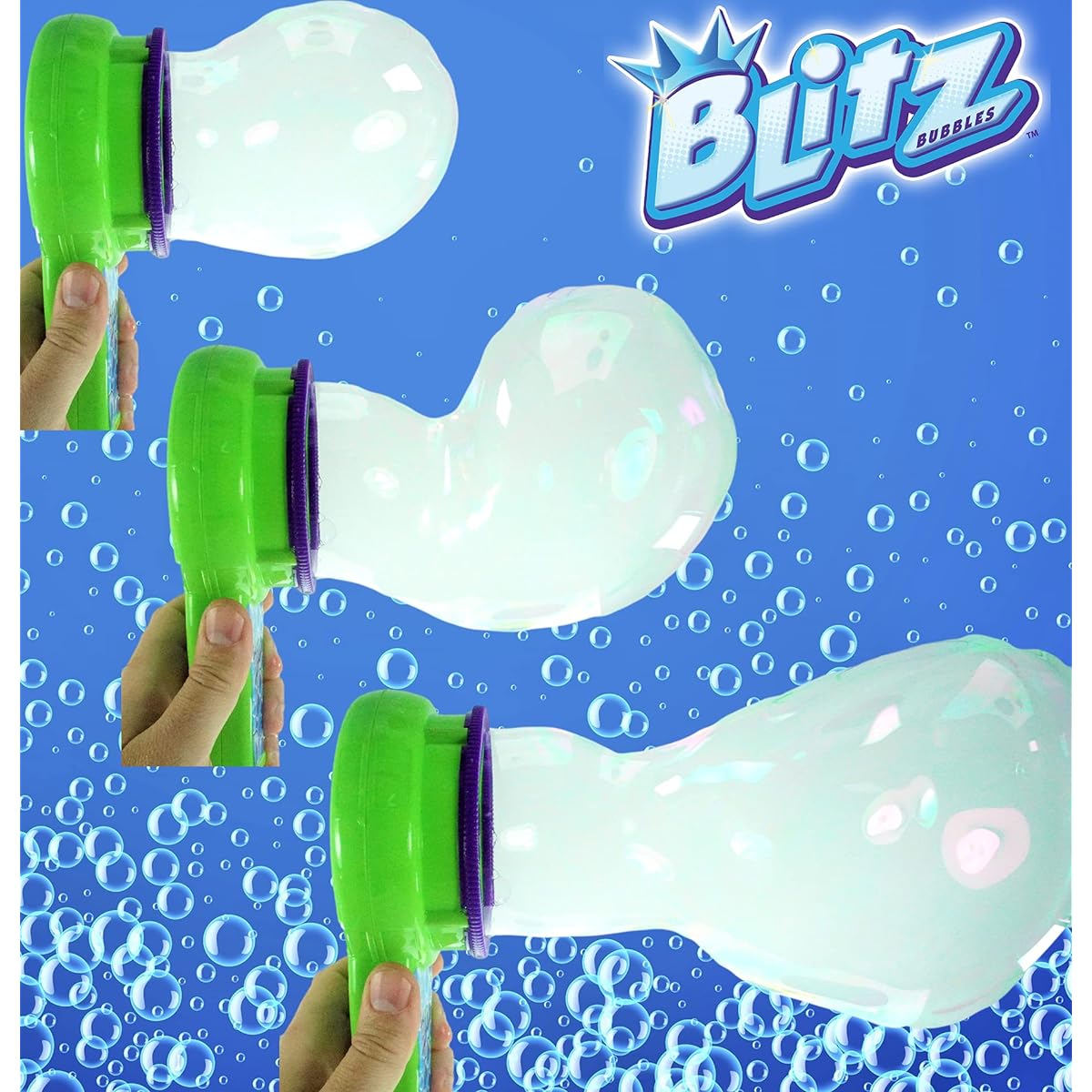 JA-RU Blitz Fun Bubble Blaster with Soap Solution (1 Bubble Blower) Battery Operated Bubble Maker Machine Toy for Kids Outdoor Family Game Handheld Bubble Wand Shooter Easter Basket Toy 1562-1
