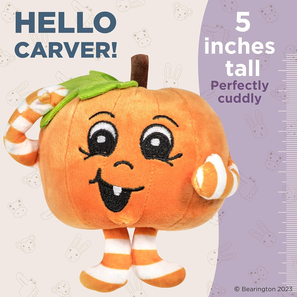 Bearington Carver Plush Stuffed Animal Halloween Pumpkin, 13cm