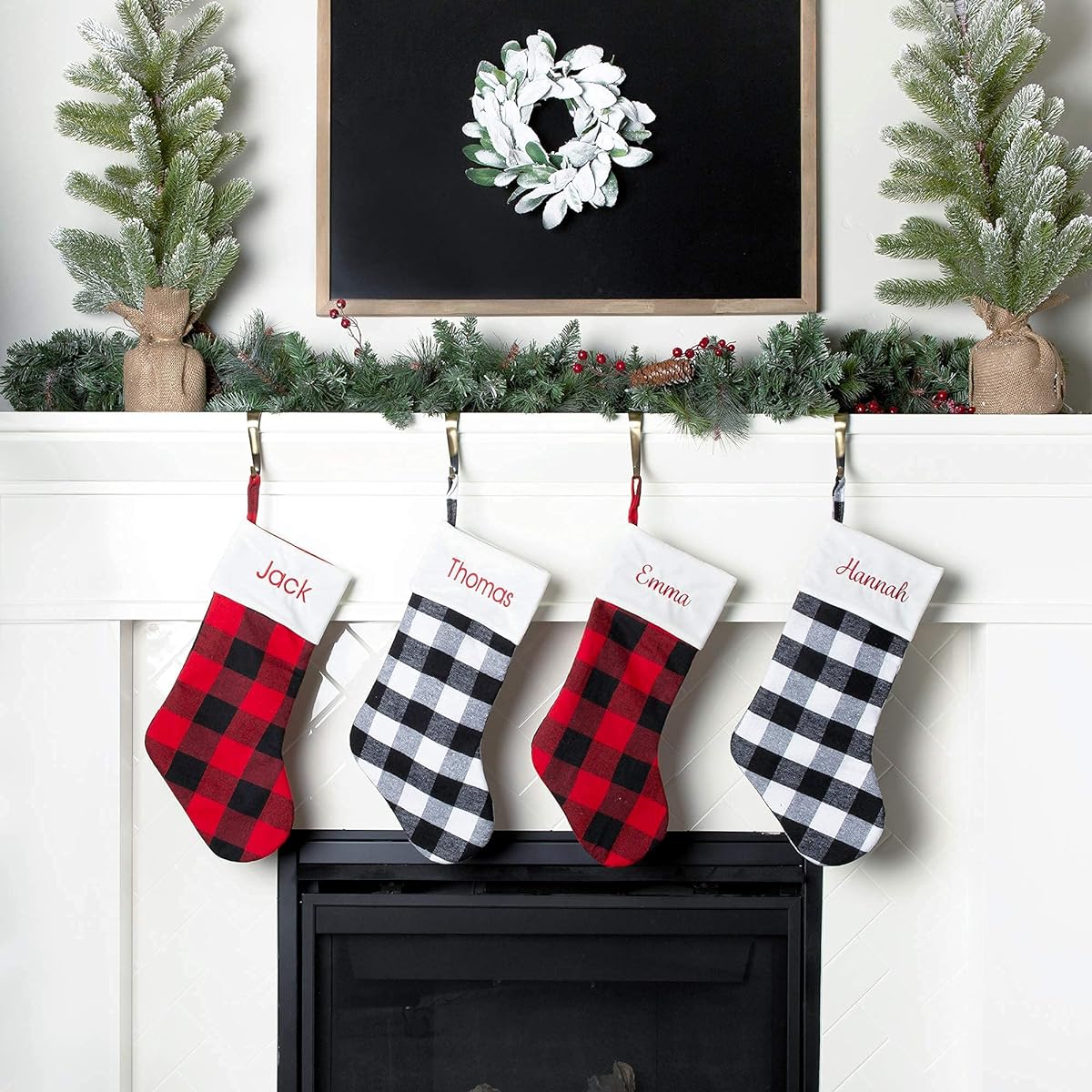 JDS Personalized Christmas Stockings for Family and Kids with Velvet Trim, Rxc-12.9sj-38521, 3T
