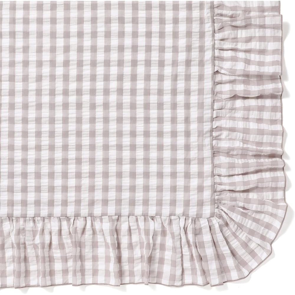 Francfranc Frill Check Duvet Cover Semi-double White x Beige