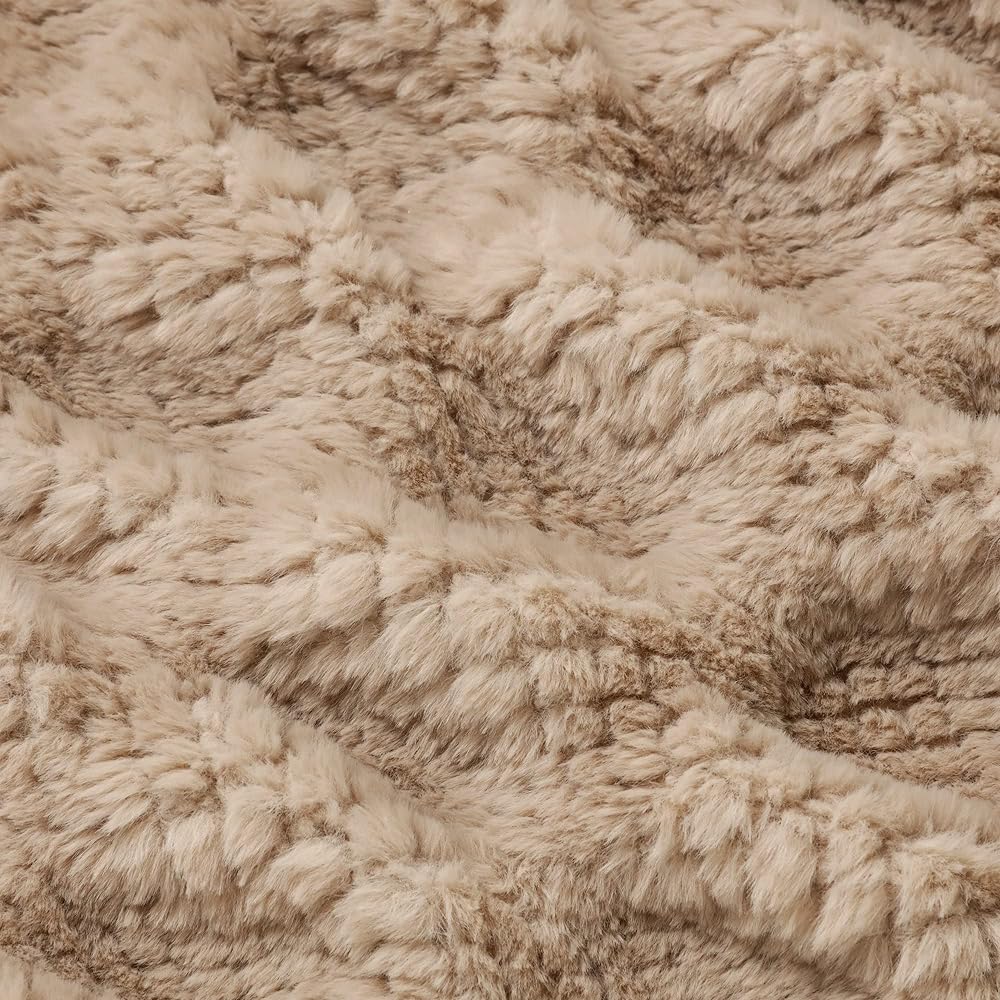 Francfranc WARMY Ripple Fur Duvet Cover Double Light Beige (2022 Model)