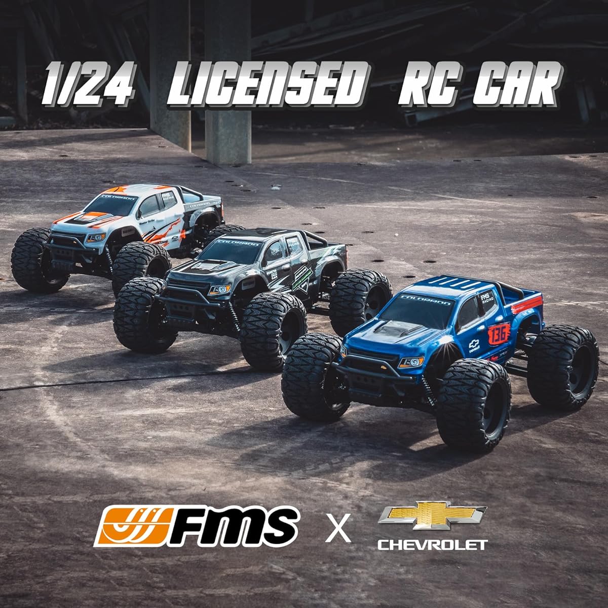 FMS 1/24 RC Truck 4X4 FMT24 RTR Colorado Officially Licensed RC Car Monster RC Truck Off-road RC Vehicle 2.4GHz Hobby Electric Remote Control Car 370 Motor with 900mAh Battery FMS12421BDRTRBK