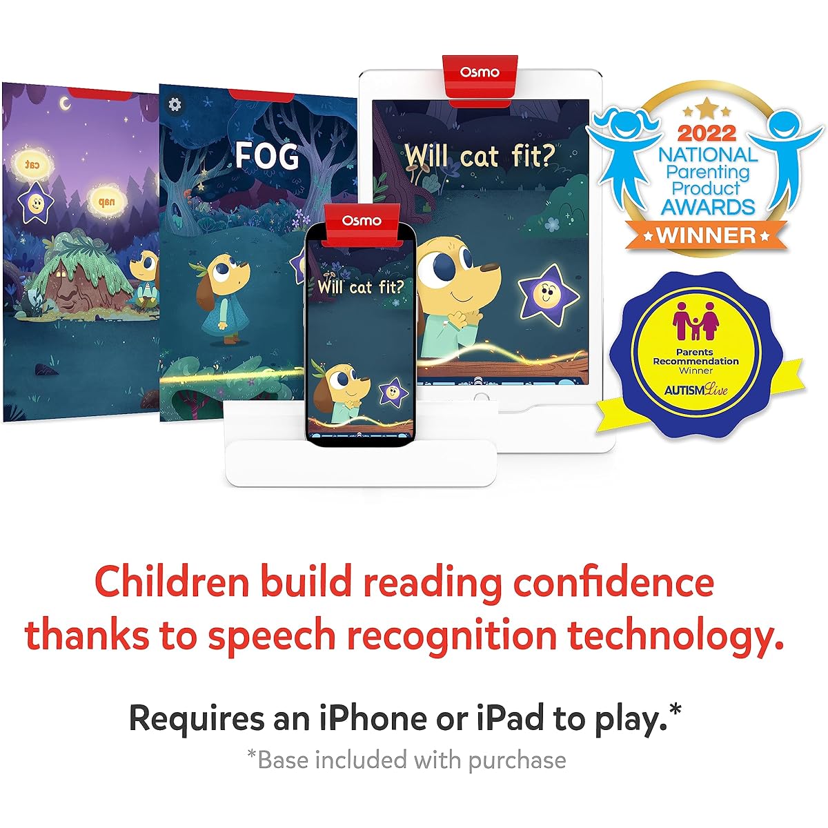 Osmo - Reading Adventures - Beginning Reading Kit for iPad & iPhone + Access to 4 More Books - Ages 5-7 - Builds Reading, Phonics, Comprehension & Sight Word Base US Only