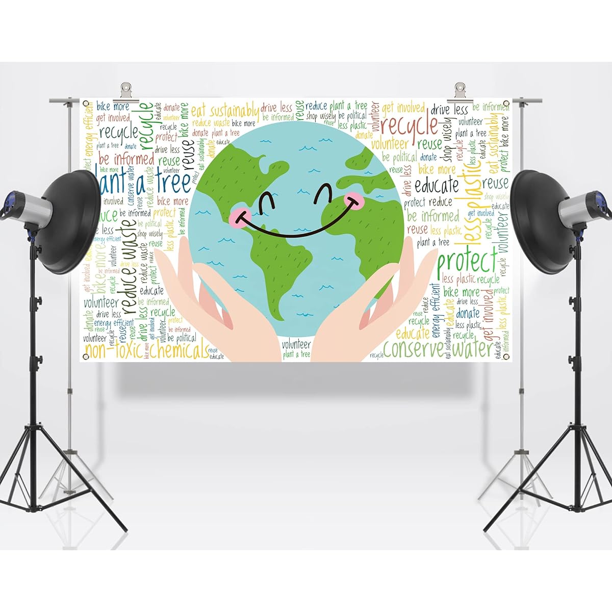 Nepnuser Happy Earth Day Photo Booth Backdrop April 22nd Travel Theme Party Decoration Classroom Indoor Outdoor Wall Decor 5.9x3.6ft
