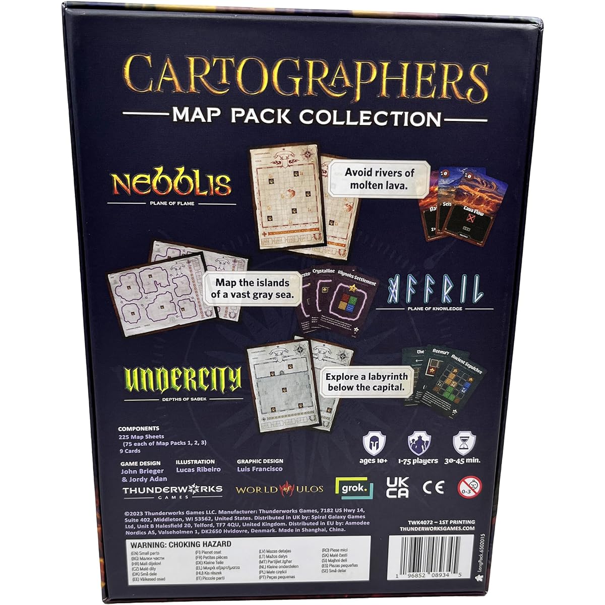 Thunderworks Games: Cartographer Map Pack Collection - Expanded Map Set Includes Nebris, Afryl, Undercity Ages 10+ 1-75 Players 30-45 Minutes