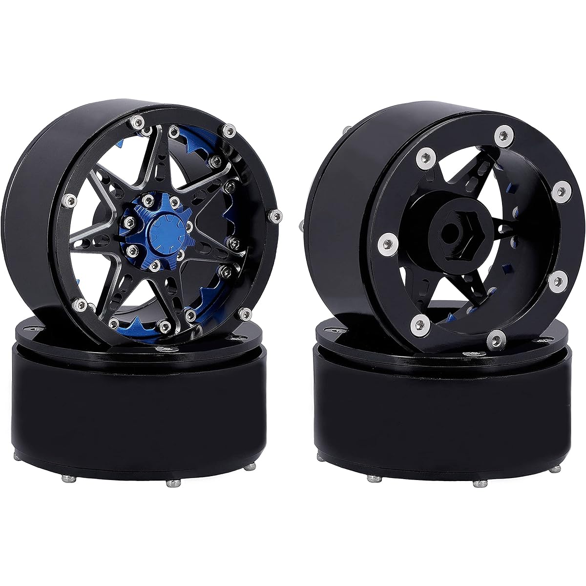 TCRC Aluminum 2.2" Beadlock Wheel Rim Hub 4pcs for 1/10 RC Crawler Axial SCX10 Wraith RR10 Bomber TRX4 D90 Tamiya CC01