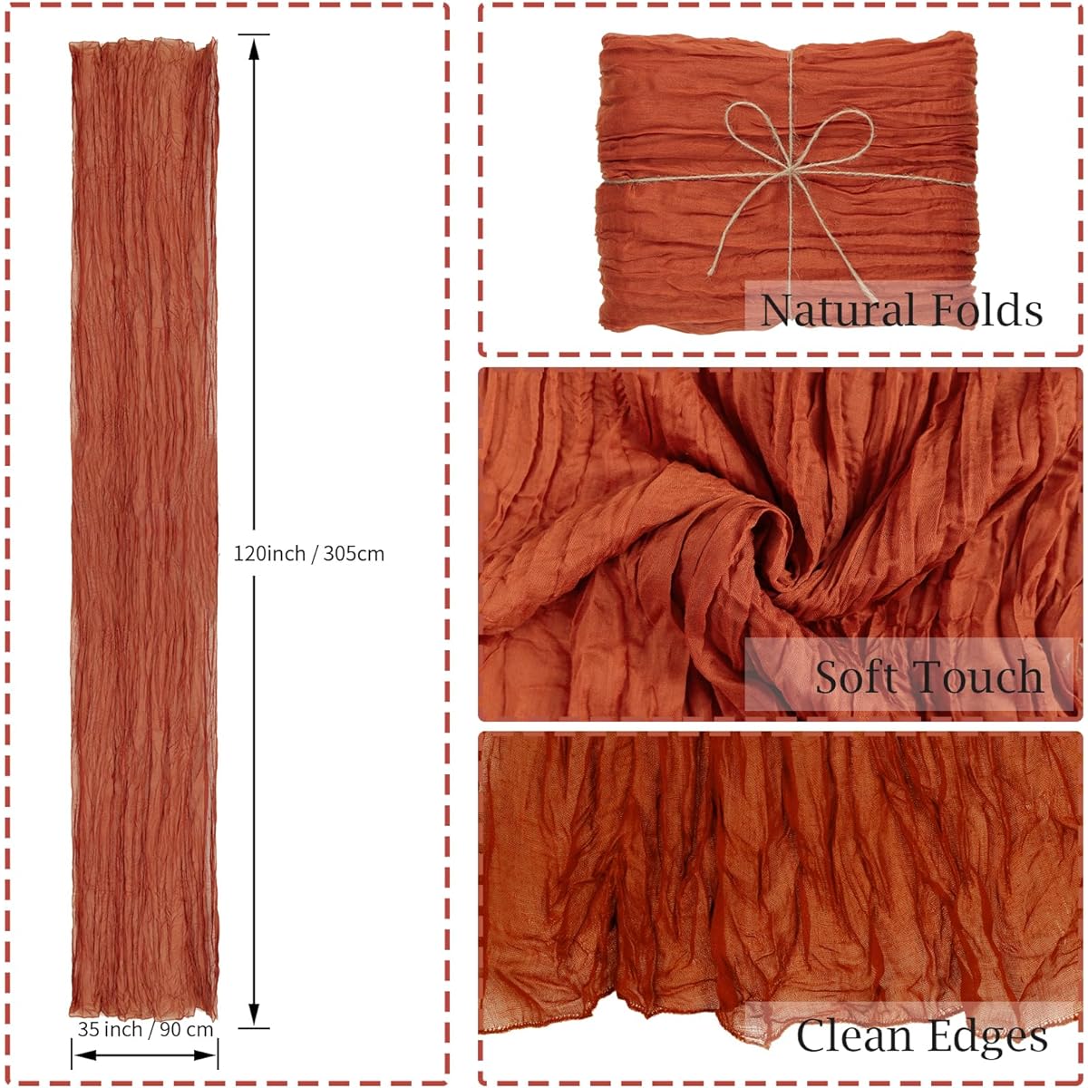 Combocube 6 Pack 35x120 Inch Cheesecloth Table Runner Terracotta