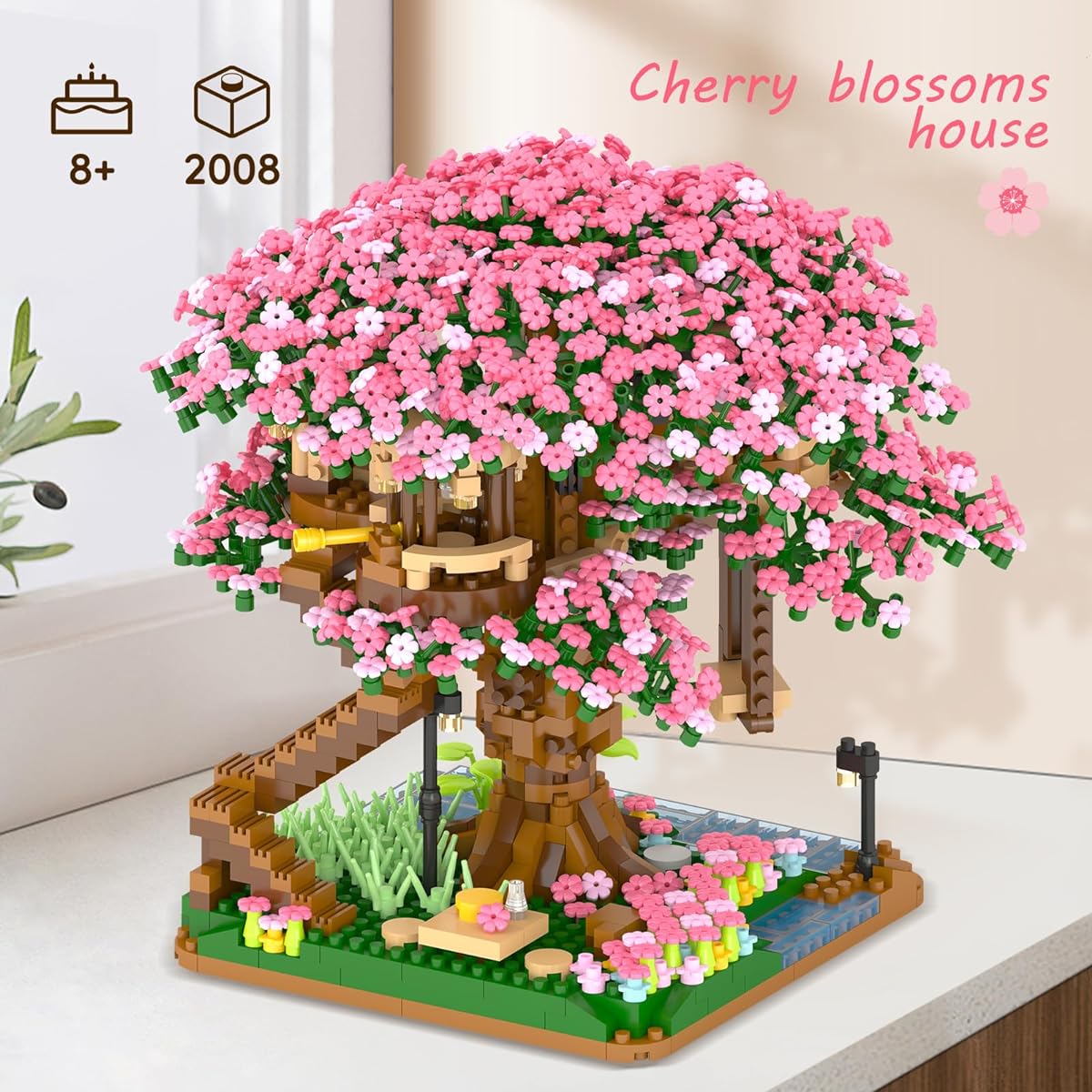 Sepuel Cherry Blossom Tree Building Set (2008 Pieces) Flower Bonsai Mini Block Kit for Adults Japanese Cherry Blossom Building Set Gift Ideas for Girls 8 10 12 14+