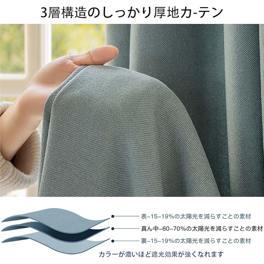 YASUBA Curtains, Completely Blackout, Set of 2, Ready-made, Width 100cm, Length 220cm, Insulation, Heat Retention, Soundproofing, UV Protection, Washable, Machine Washable, For Children's Rooms, Rooms, Bedrooms (Width 100cm, Length 220cm, Navy Blue)