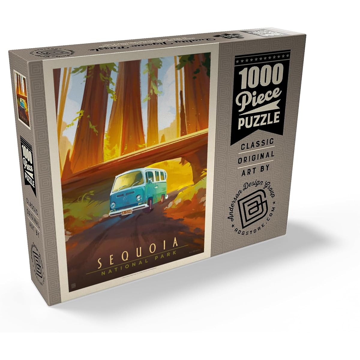 Sequoia National Park: Through the Trees Vintage Poster - Premium 1000 Piece Jigsaw Puzzle for Adults