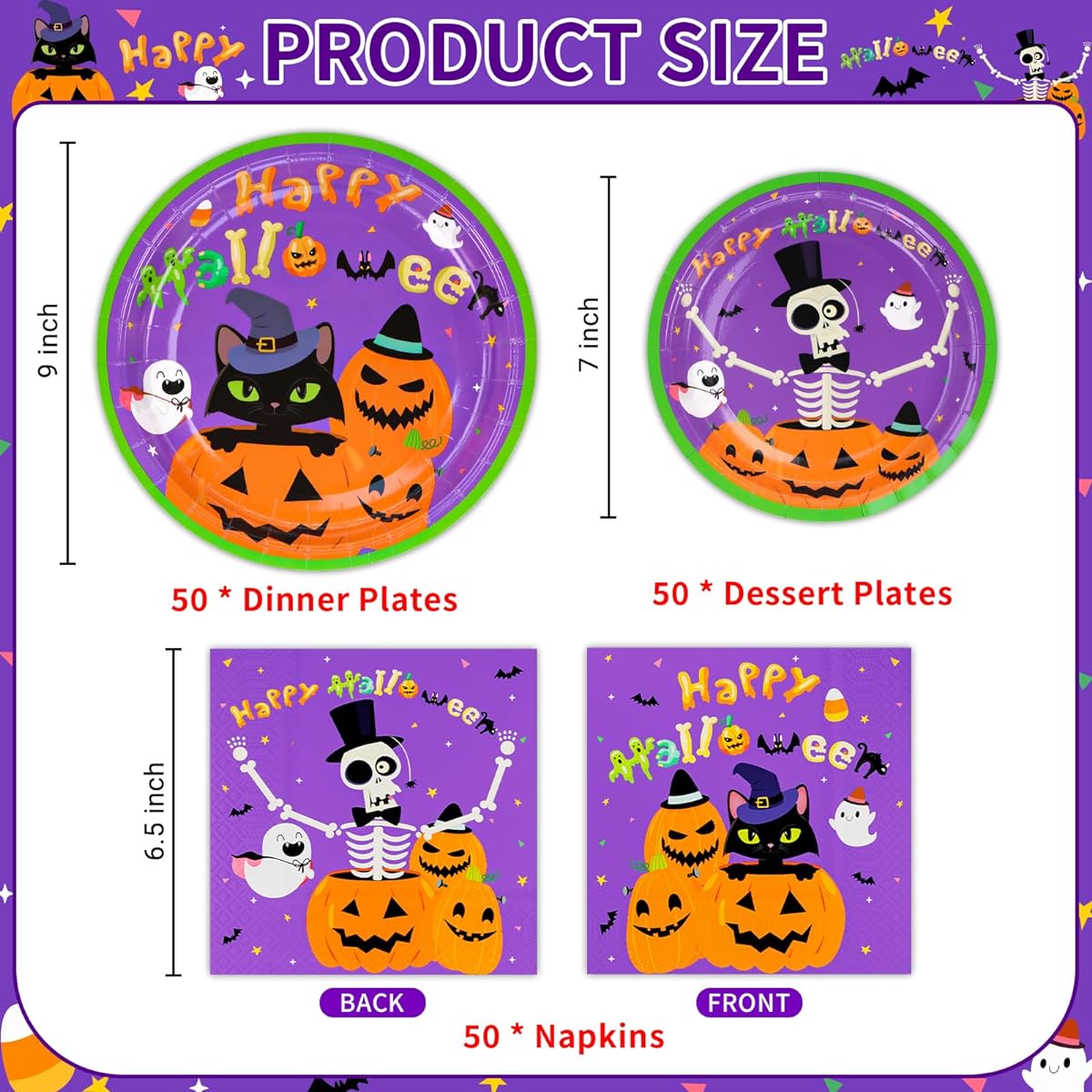 DYLIVeS 150pcs Halloween Party Supplies Kit Halloween Birthday Party Decorations for Kids