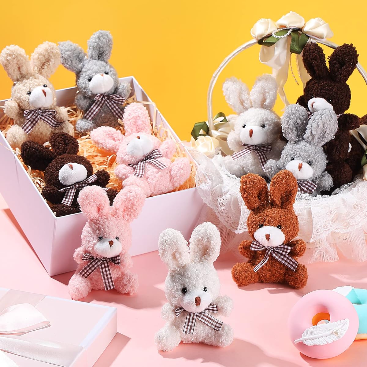 24 Pack Rabbit Toys Bulk Stuffed Animals Stuffed Animals Dolls 3.15 Inch for Teen Girls Adults Party Favors Wedding Gift Box Birthday Supplies Decorations DIY Accessories