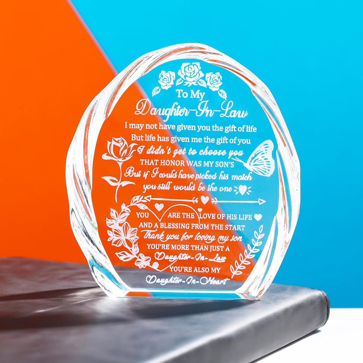 Gifts for Daughter-in-Law Birthday Gifts for Daughter-in-Law Laser Engraved Crystal Favors Wedding Anniversary Christmas