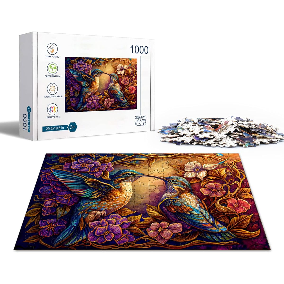 WOODBESTS Jigsaw Puzzle 1000 Pieces for Adults Hummingbird Puzzle Challenging Puzzle for Adults and Teens Family Game Birthday Gift