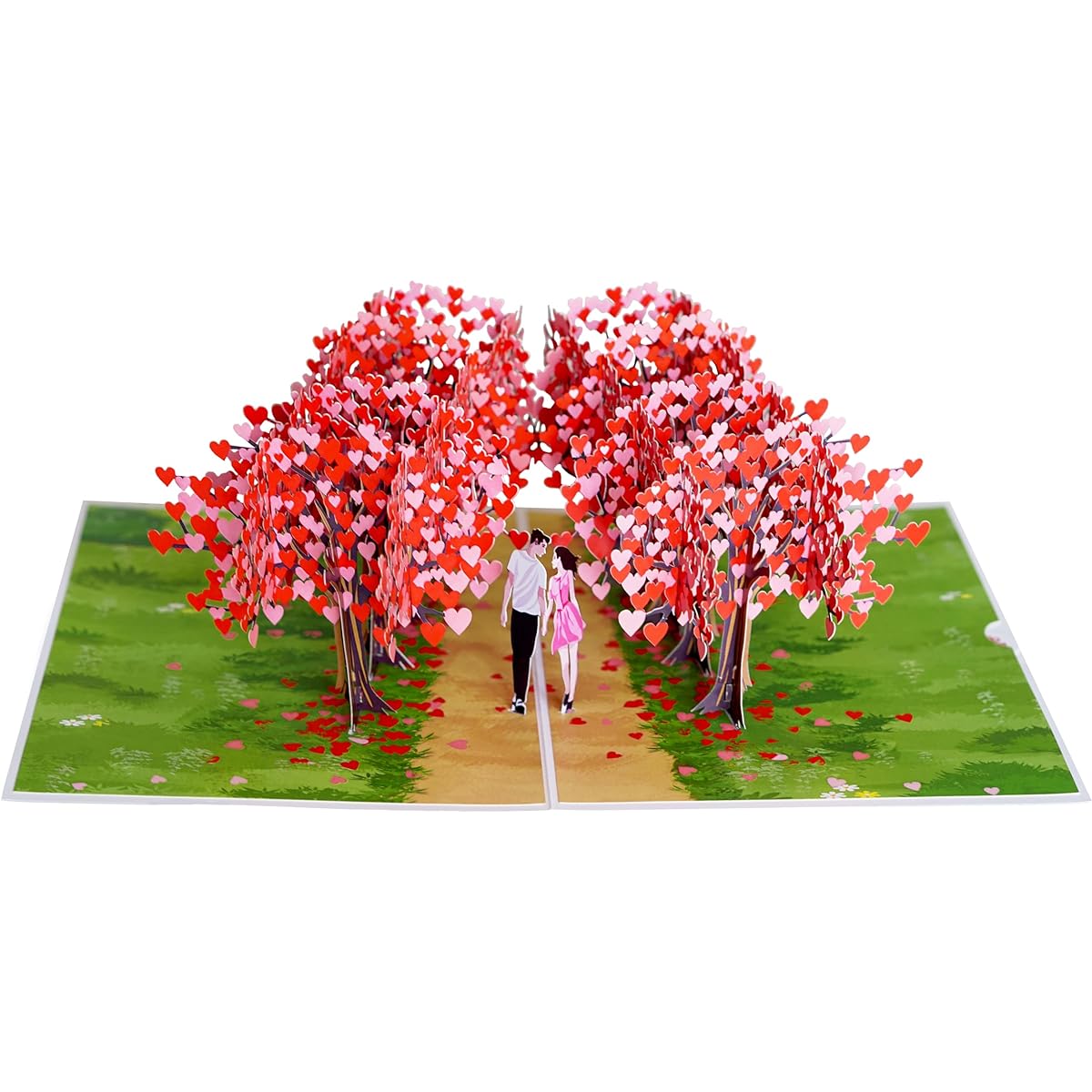 Pop Up Valentine's Day Card 3D Anniversary Wedding Birthday Card for Your Loved One (Size 6 x 8 inches - Romantic Couple Heart Tree Pass)