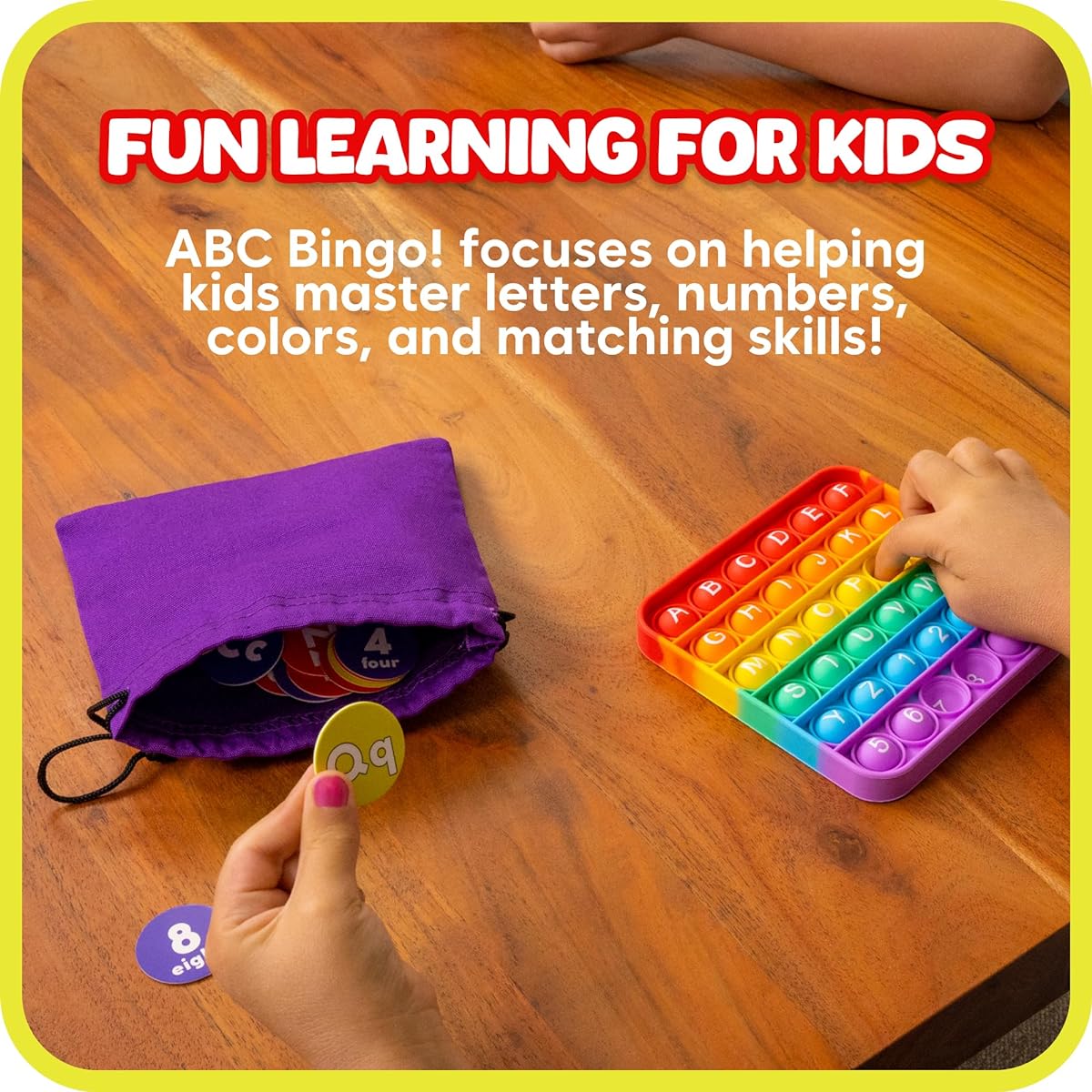 ABC Bingo Game for Kids - 6 Educational Alphabet Bingo Fidget Mats for Preschool/Kindergarten/Kindergarten - Learning Activities for 2-6 Players