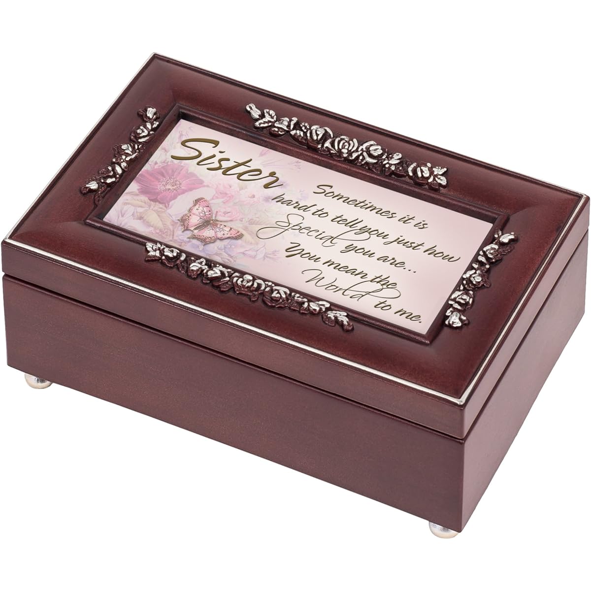 Special Sister Rosewood Finish Musical Jewelry Box - Plays You Are My Sunshine