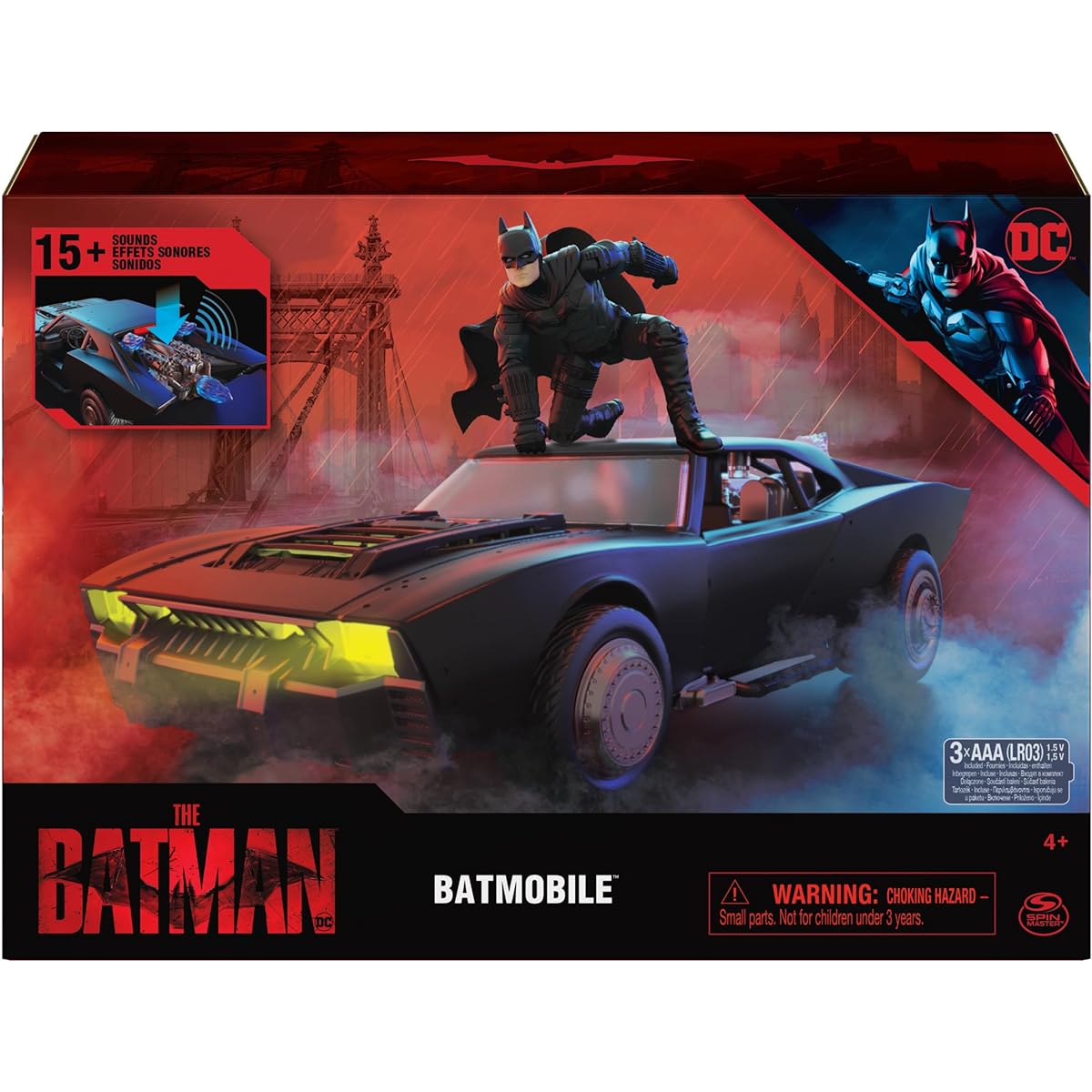DC Comics Batman Batmobile 4" Batman Figure with Lights and Sounds Batman Movie Collectible Kids Toy for Ages 4 and Up