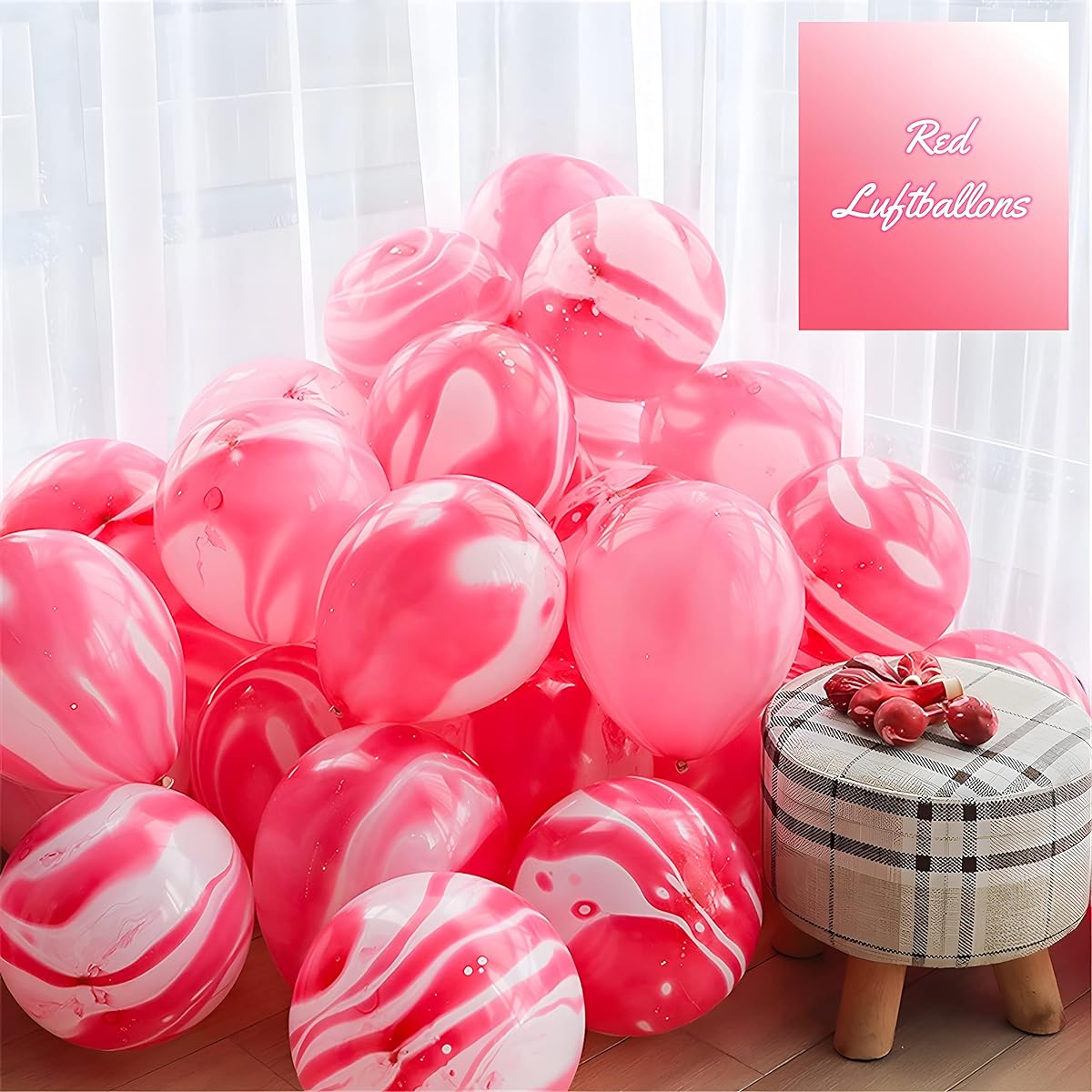 30pcs Red Tie Dye Balloons 12 Inch Agate Marble Latex Swirl Balloons Tie Dye Birthday Party Supplies Candyland Bachelorette Fun Hippie Party Decorations