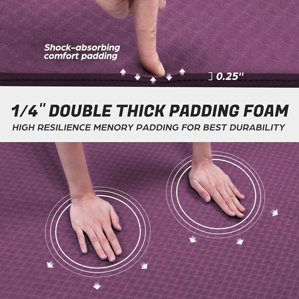 Odoland Yoga Mat with Carry Strap 183x122cm Extra Thick 6mm Non-Slip Training Mat Exercise Mat