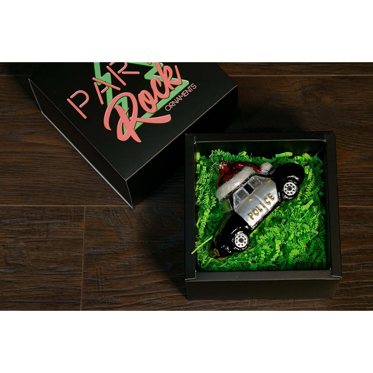 Party Rock | Santa Police Car Glass Ornament | Car & Carrier Collection