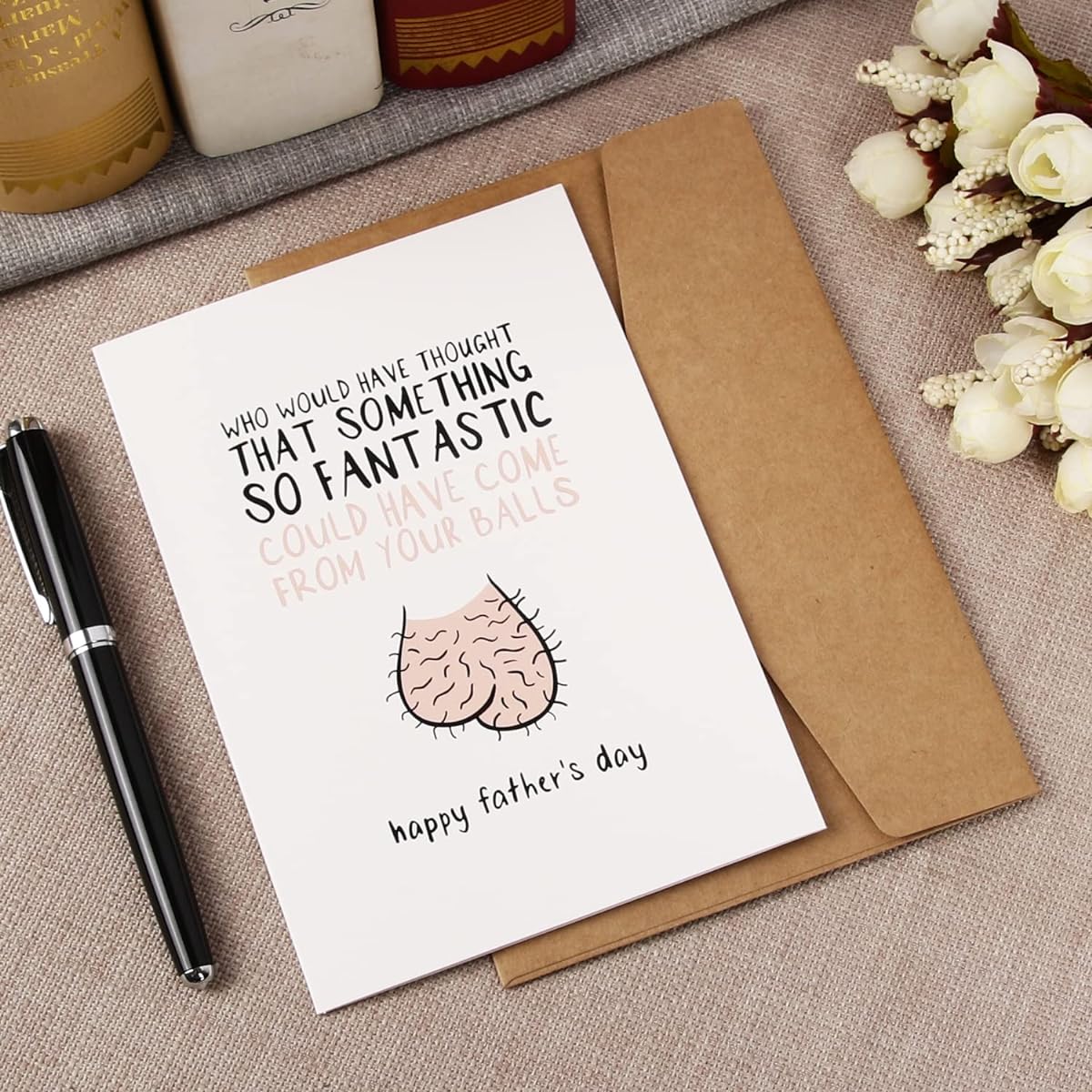 CJ&M Funny Birthday Card for Dad Humorous 5 Star Review Card Son Daughter (BALLS)