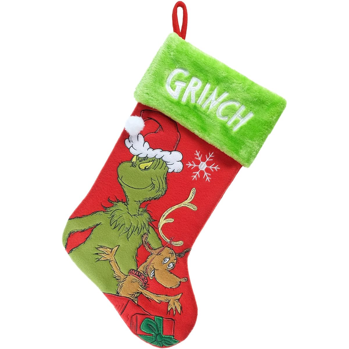 Ruz Dr Seuss How The Grinch Stole Christmas 20 Inch Applique Christmas Stocking Indoor Home Decoration Christmas Decoration or Gift Holder Christmas Present