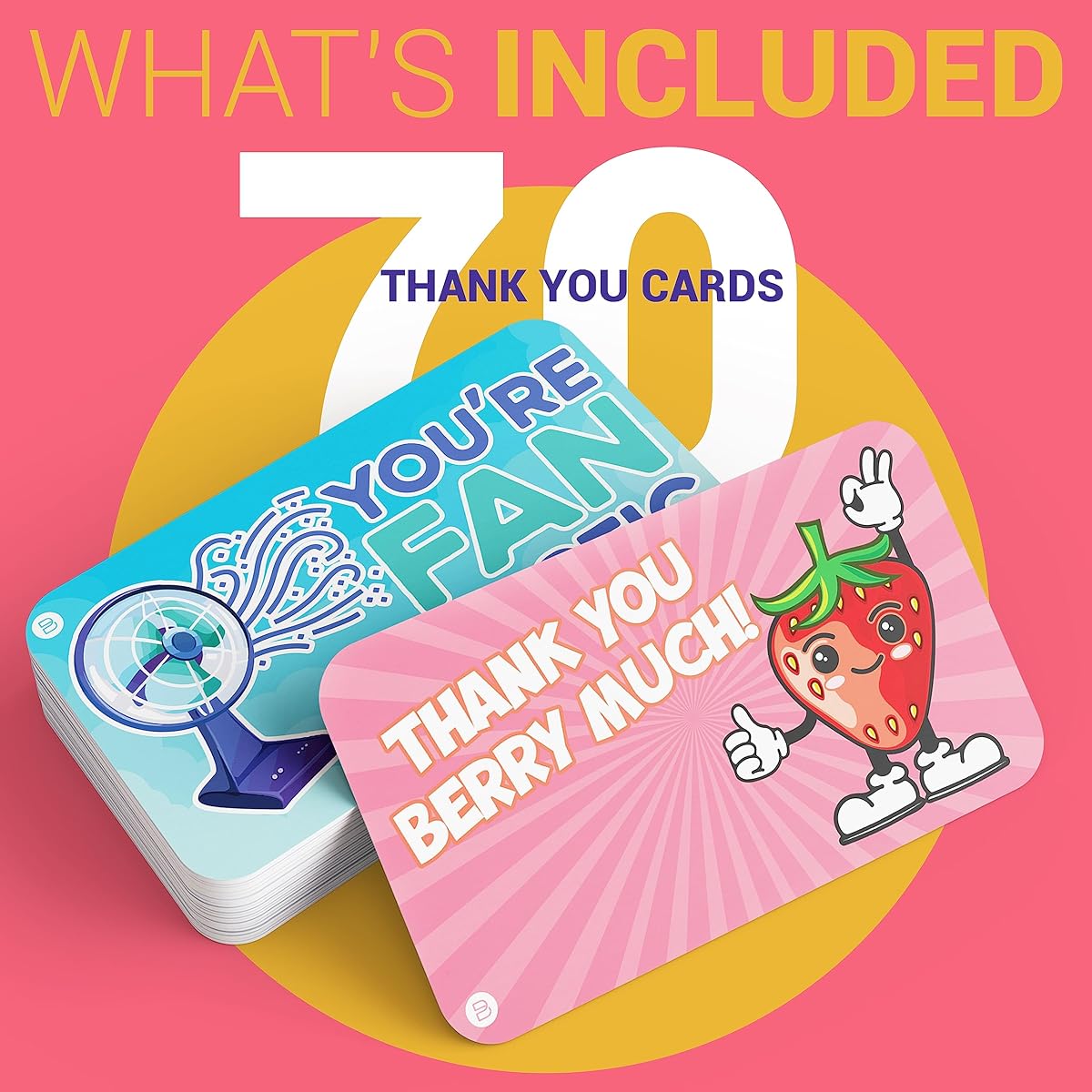 70 Punny Kudos Cards - Funny Puns Humor Appreciation and Recognition Blank Back Postcards - School Lunch Kids Notes - Motivational Affirmations Bulk Gifts for Business Employees - Teacher Rewards