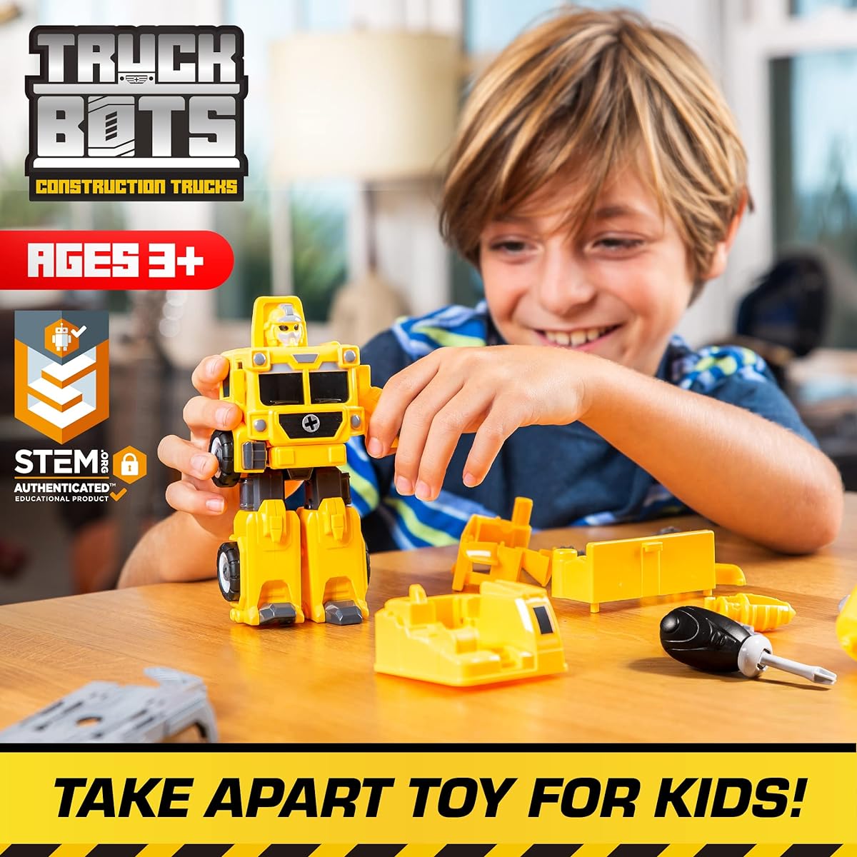 USA Toyz Truckbot Construction Truck Robot for Kids - 4 in 1 STEM Robot Toy Truck Take Apart Toy for Boys and Girls 19pcs Robot Construction Vehicles Trucks Building Toy Kit with Toy Driver