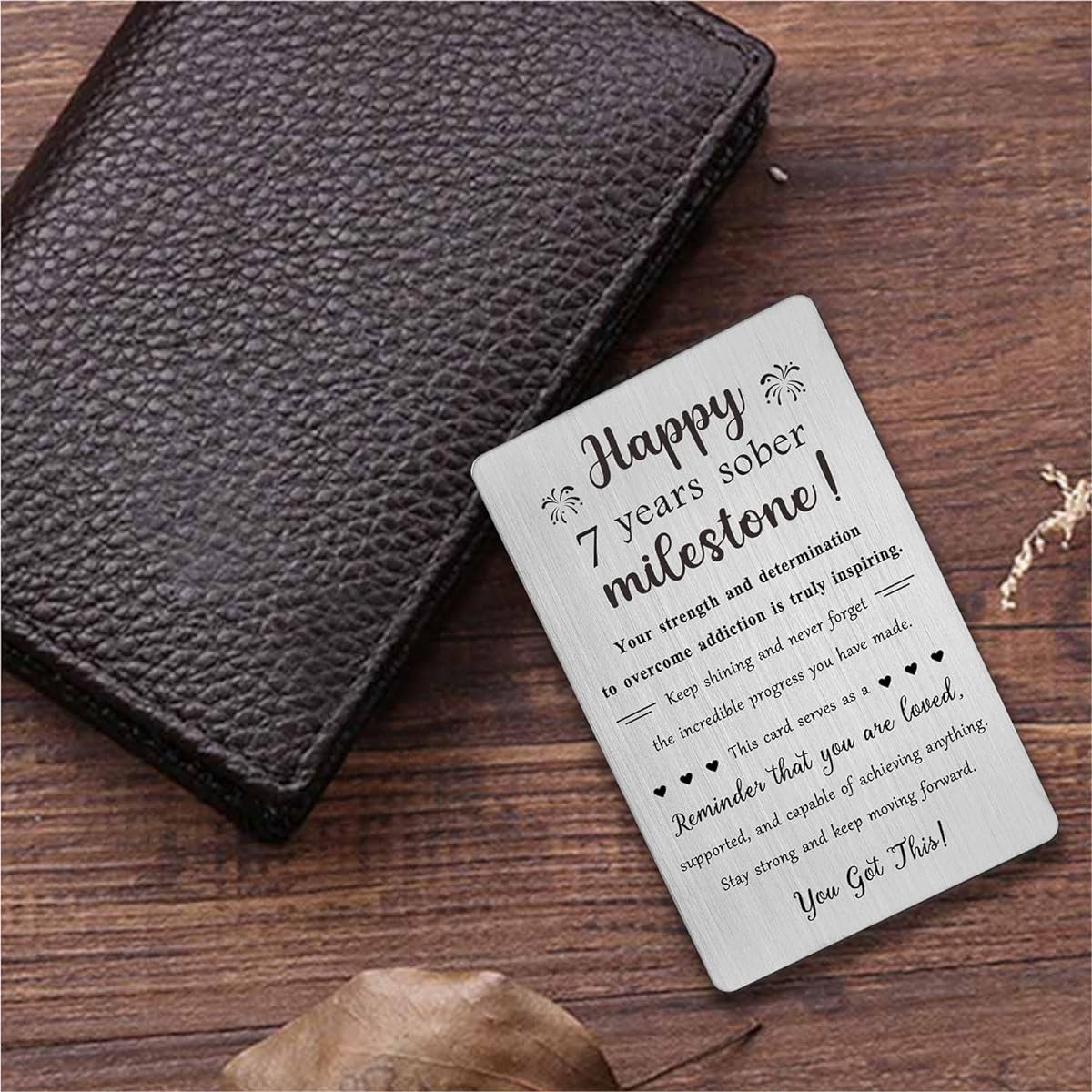 TGCNQ 7 Years of Sobriety Gift - Recovery Gifts for Women and Men - 7 Year Sober Anniversary Metal Card AA NA Gift
