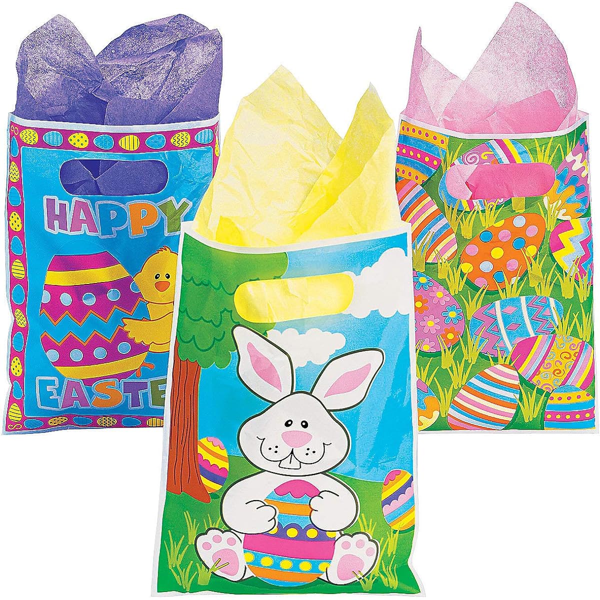 Fun Express - Assorted Easter Treat Bags - Party Supplies - Bags - Plastic Bags - Easter - 36 Pieces