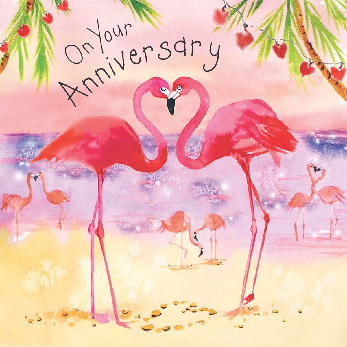 TWIZLER Happy Anniversary Card Flamingo - Anniversary Card Husband - Anniversary Card Wife - Anniversary Card Couple - Anniversary Card for Him - Parents