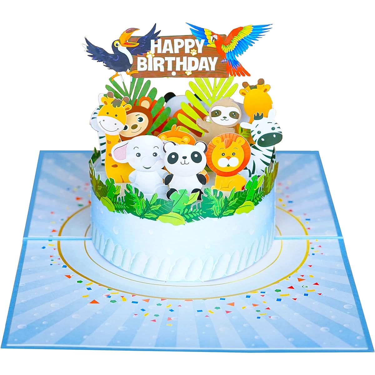 PQ Bees Birthday Pop Up Card (Cute Cake Animals for Kids)