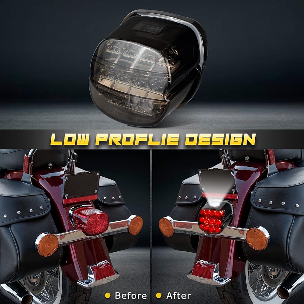 NTHREEAUTO Smoke LED Rear Tail Light Motorcycle Tail Light Brake Driving Compatible with Harley Dyna Road King Electra Glide Street Bob Touring