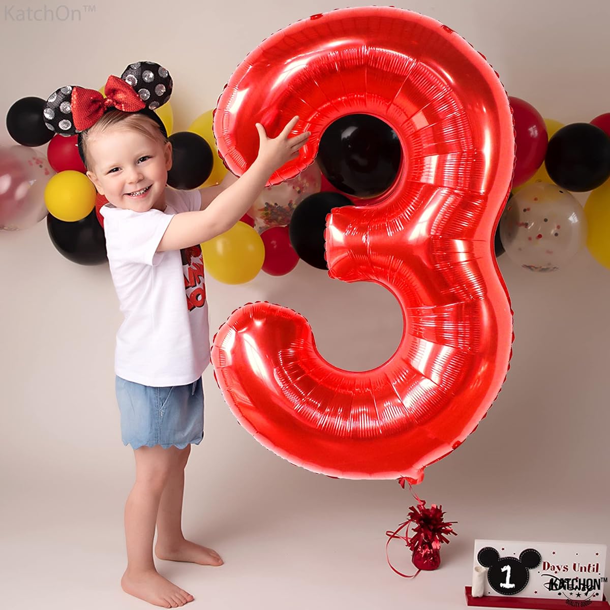 Giant Red Number 3 Balloon - 40 Inch | 3 Year Old Balloons 3rd Birthday Balloons | Big Red Number 3 Balloons 3rd Birthday Decorations for Boys | Red 3 Balloons Party Supplies 3rd Birthday