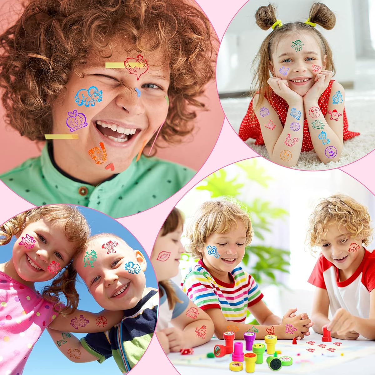 Sratte 400pcs Assorted Stamps for Kids, Self Inking Stamps, Bulk Teacher Stamps, Party Supplies, Easter Egg Fillers, Treasure Chest for Kids, Goodie Bag Fillers, Game Giveaways, Classroom Rewards, 100 Patterns